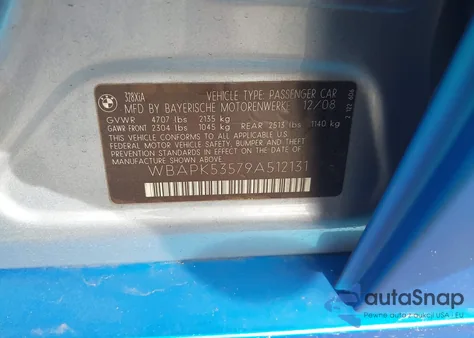 2009 BMW 328I xDrive from USA, damaged, VIN WBAPK53579A512131